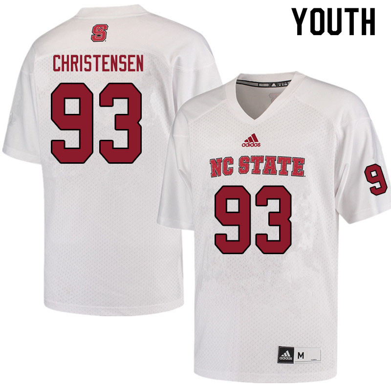Youth #93 Abe Christensen NC State Wolfpack College Football Jerseys Sale-White - Click Image to Close